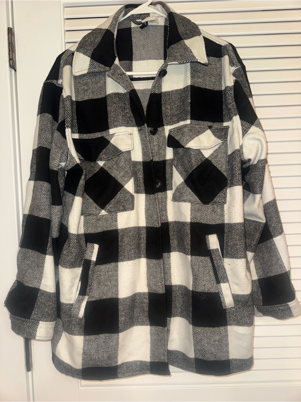 H&M Black and White Plaid Utility Jacket